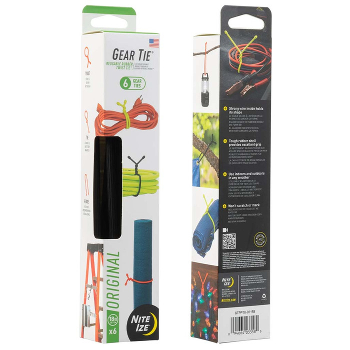 Gear Tie 18 Inch Pro Pack, 6 Pack - Black