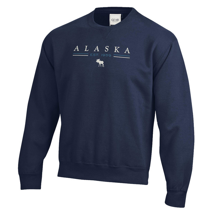 Alaska Big Cotton Tumbled Crew - Marine Navy