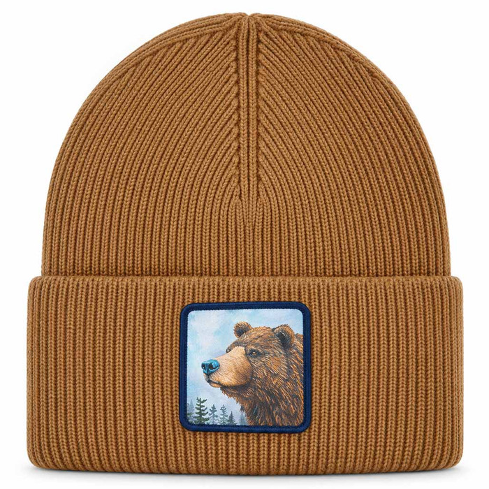 Bear on Guard Beanie - Camel Brown