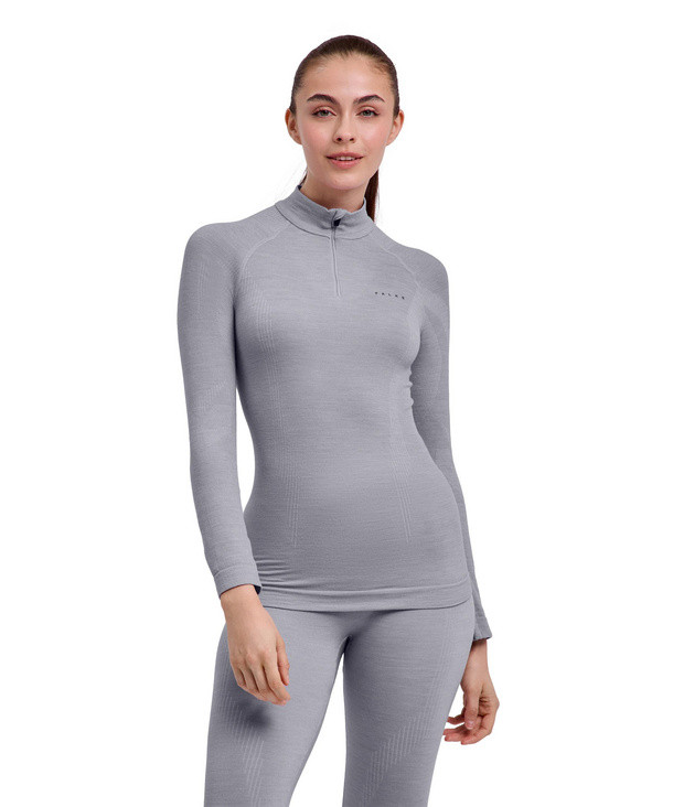 W's Wool Tech Zip Shirt - Grey-Heath