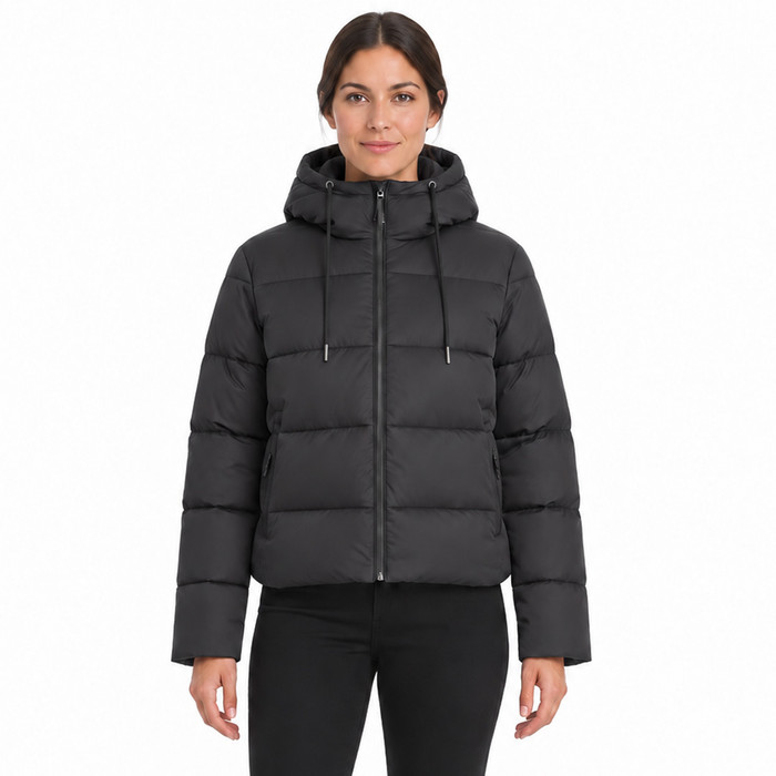 Marie Cropped Winter Jacket - Black
