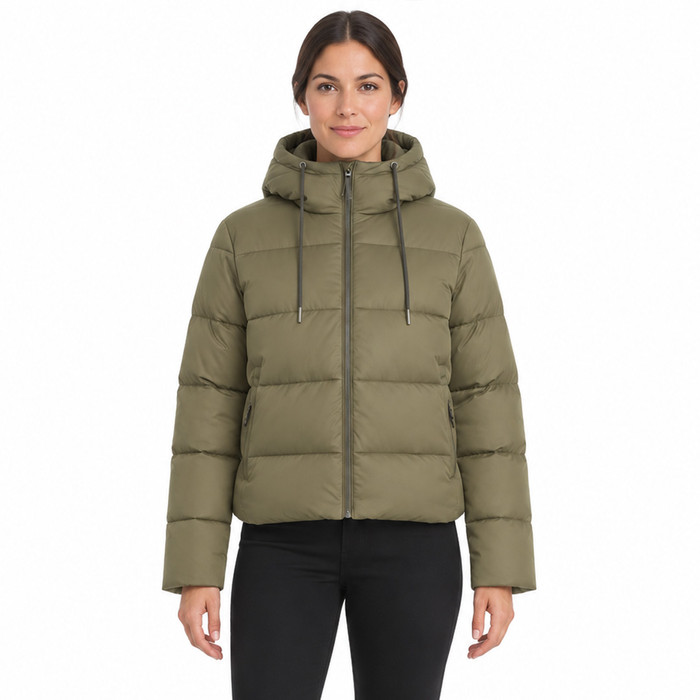 Marie Cropped Winter Jacket - Olive