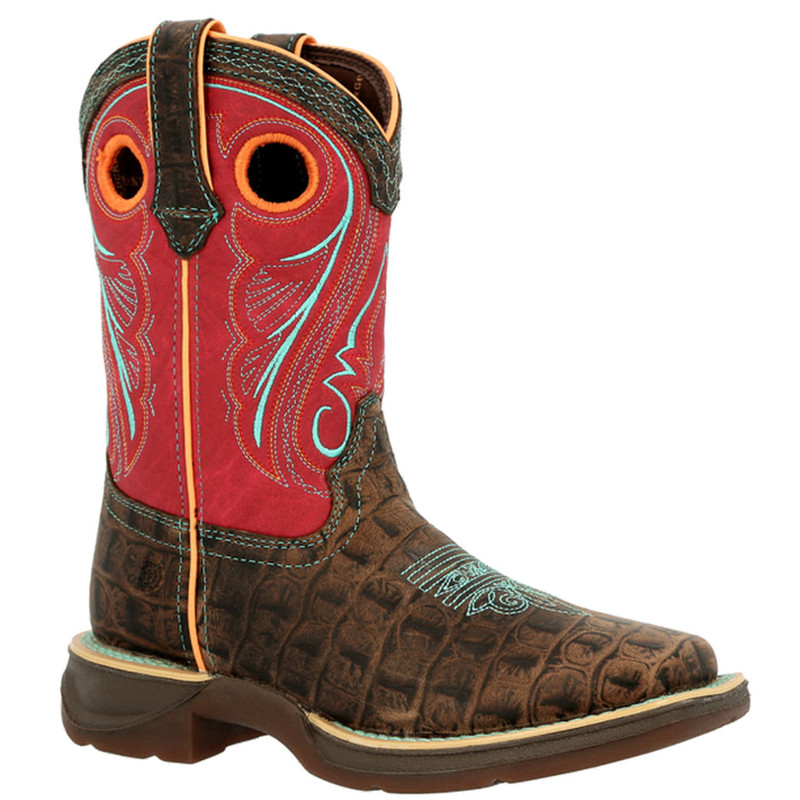 Kid's Lil'  Rebel Gator Cowboy Boots - Red