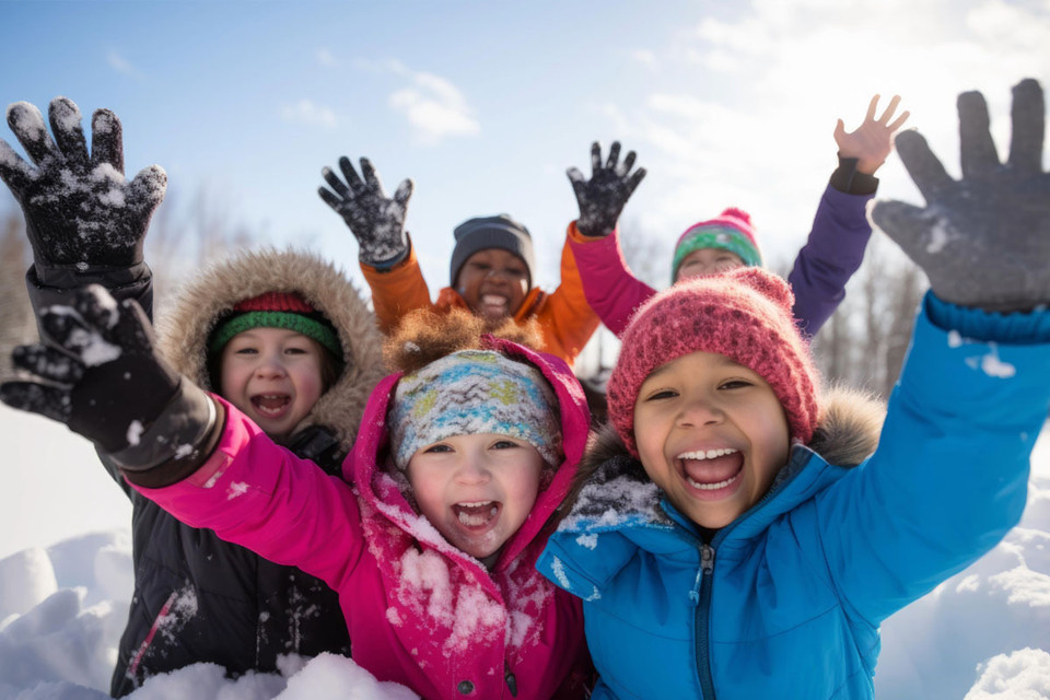 Warm waterproof gloves and mittens