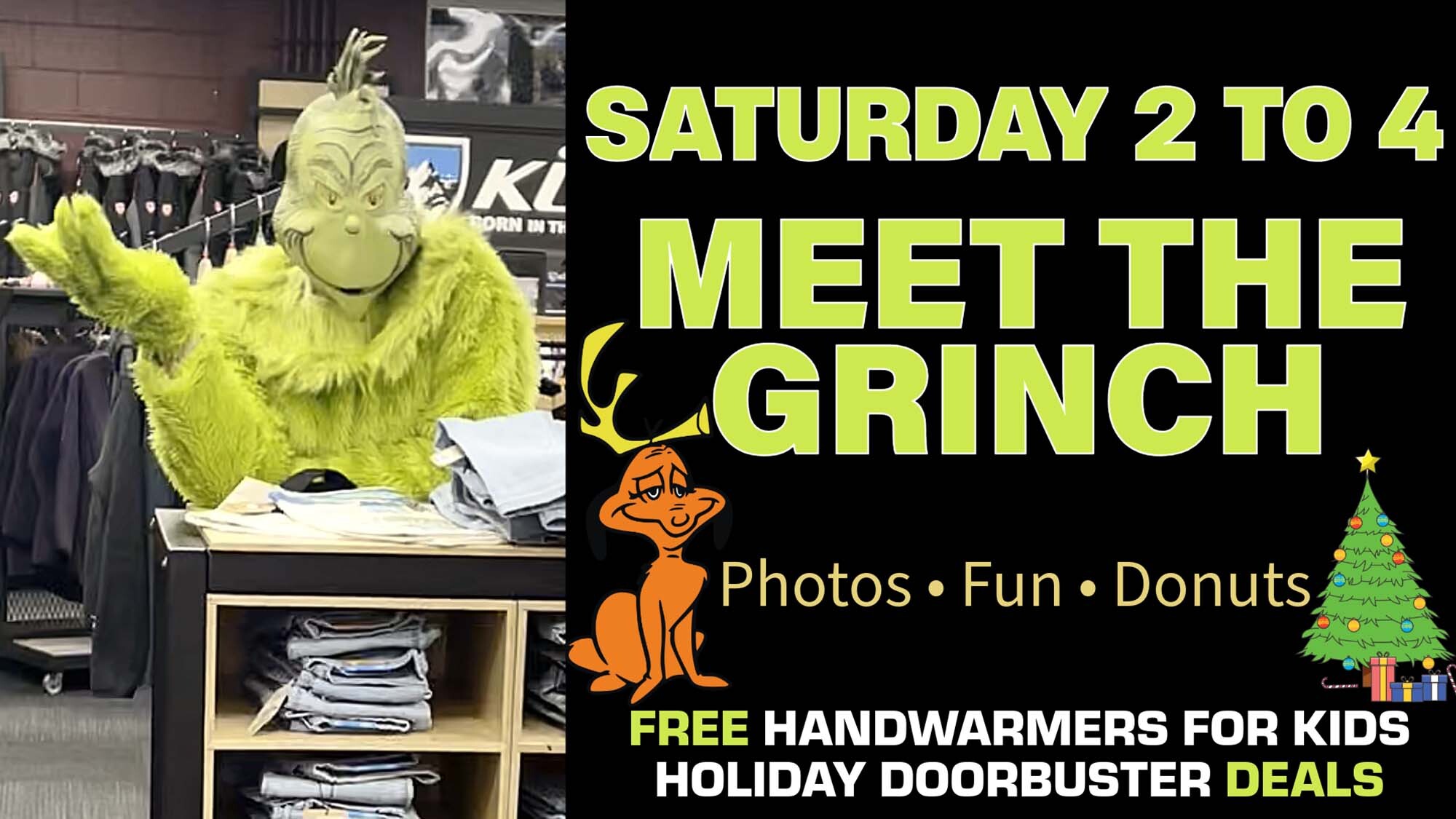 Meet the Grinch at 6th Avenue Outfitters Saturday from 2 to 4