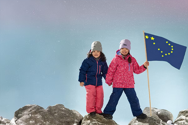 Rural Alaska family with winter gear