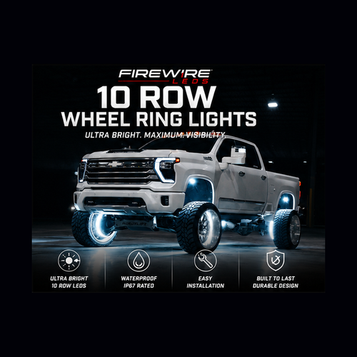 10 Row Ultra Bright Wheel Ring Lights - White