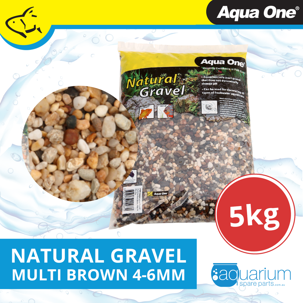 Aqua One Natural Gravel Australian Gold Light 46mm Mix 10kg (12331)