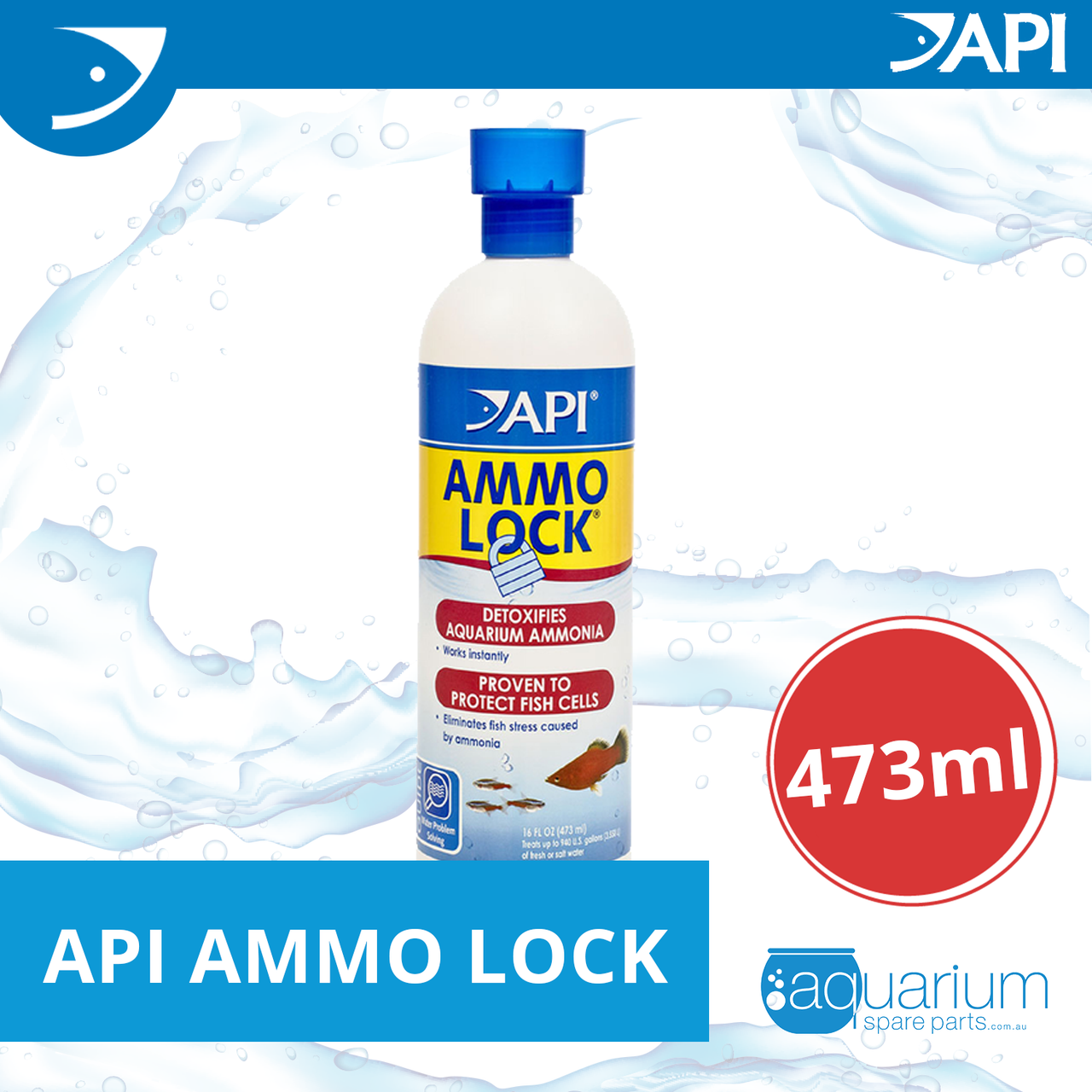 API AMMO-LOCK Freshwater and Saltwater Aquarium Ammonia Detoxifier 16-Ounce  Bottle