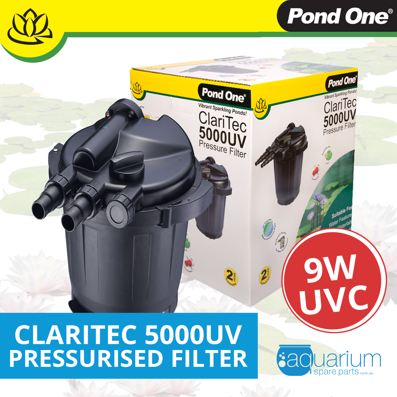 Filtro Pressurizzato Per Laghetto Pond One Claritec 5000UV: Sterilizzatore UV Integrato Per Acqua Cristallina (fino A 5000L)