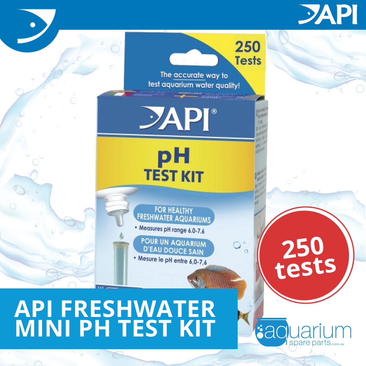 API PH TEST KIT 250-Test Freshwater Aquarium Water pH Test Kit, 4 Piece Set