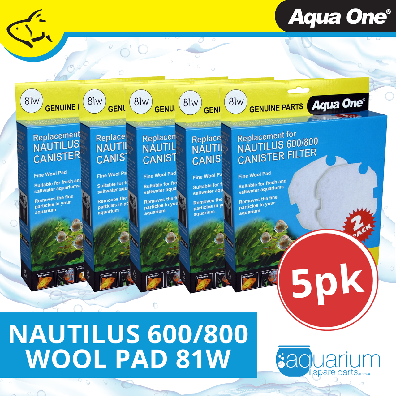 Aqua One Nautilus 600/800 Wool Pad (2pc 