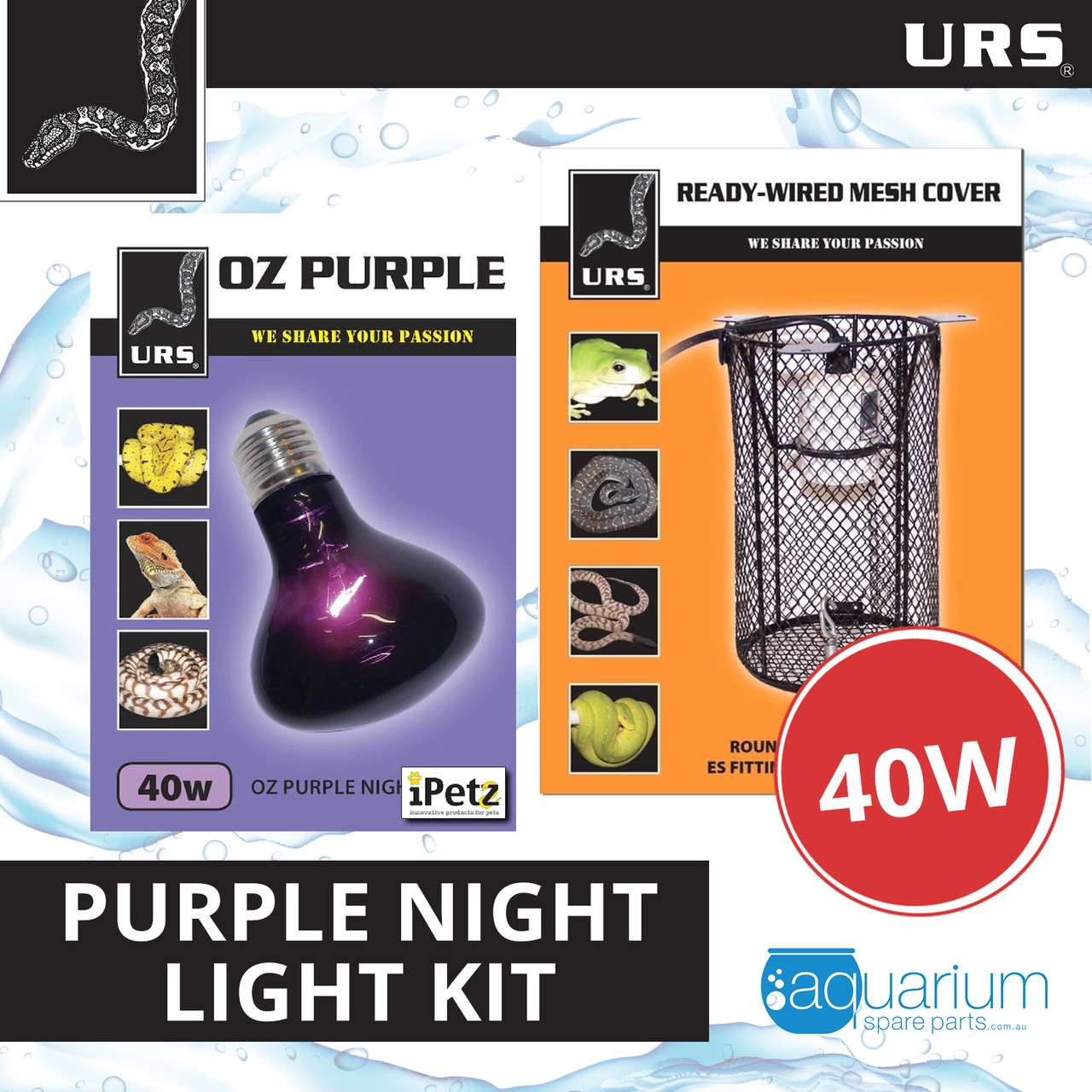 URS OZ Purple Heat Light 40W Kit w/ Mesh Cover