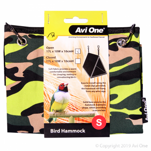 Avi One Bird Hammock Open S 17L X 10W X 10cm H (22615) Avi One Bird Hammock Open S 17L X 10W X 10cm H (22615)