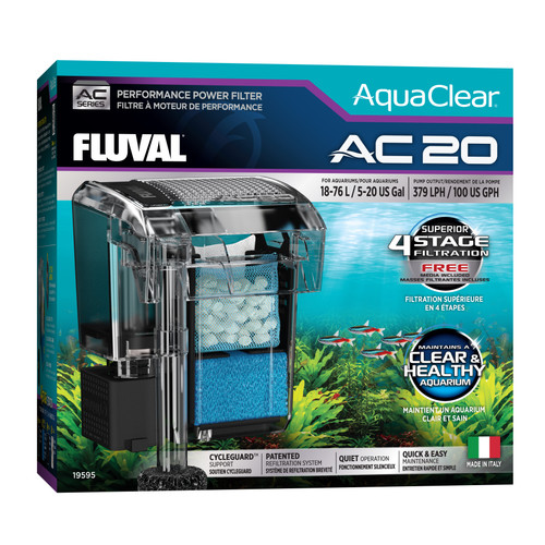 Fluval AquaClear 20 Clip-On Power Filter 18-76L (19595)