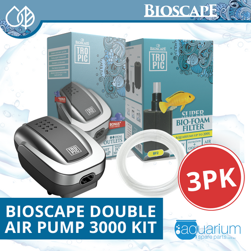 Bioscape Tropic Air Pump 3000 Twin w/ Super Bio-Foam Kit (3pk)