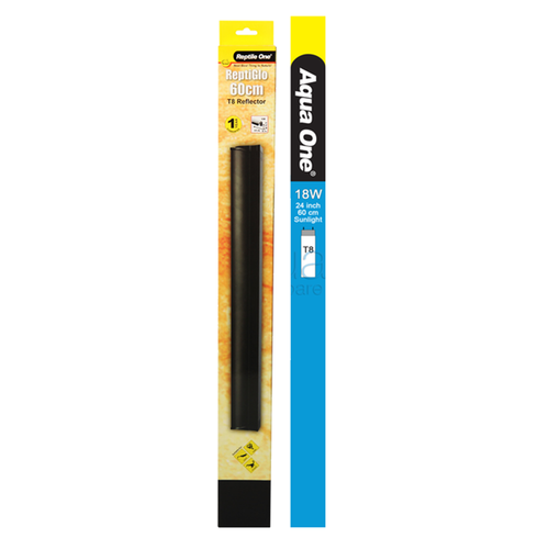 Aqua One 60cm Reflector Kit 2pk - Includes Single T8 18W w/ Sunlight Tube (46497-SK)