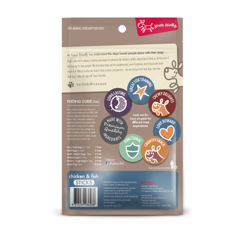 Yours Droolly Dog Treats - Chicken & Fish Sticks 100g