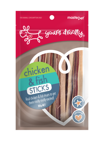 Yours Droolly Dog Treats - Chicken & Fish Sticks 100g