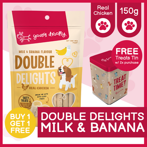 Yours Droolly Dog Treats - Double Delights Milk & Banana 150g