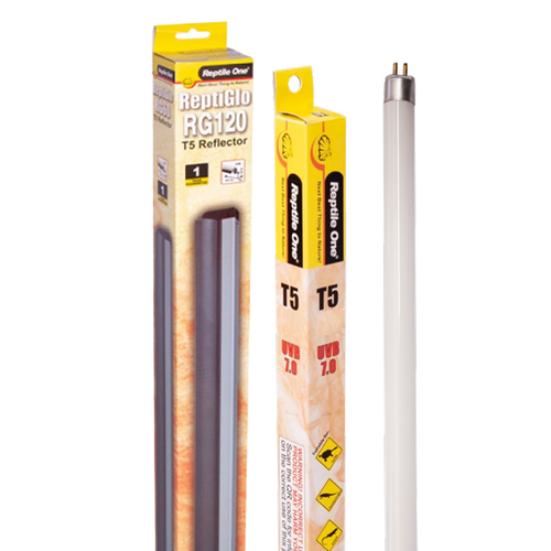 Reptile One ReptiGlo RG120 Reflector & T5 UVB Tube 54W 7% Lighting Bundle (2pk)