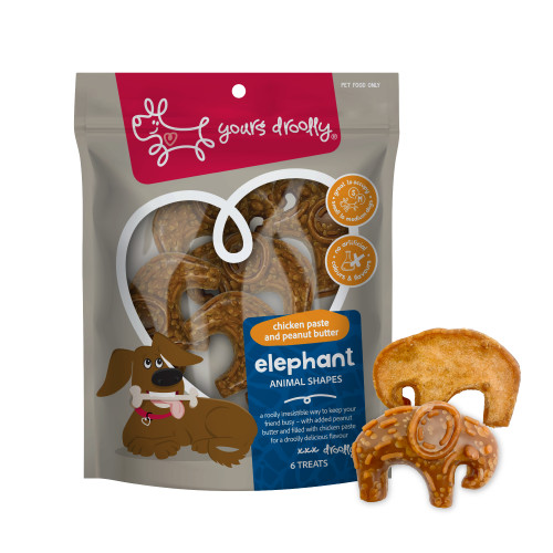 Yours Droolly Dog Treats Chicken Paste Filled Elephant Shapes 6 Pack (AG903)