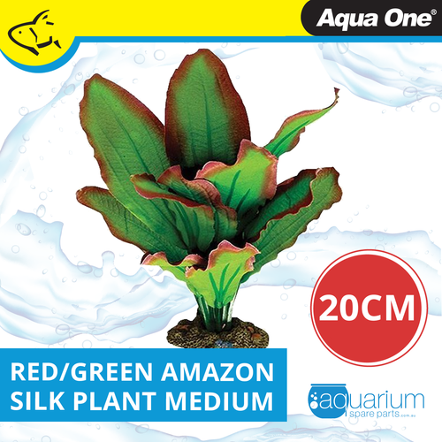 Aqua One Red & Green Amazon Silk Plant 20cm - Med (24111)