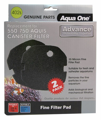 Aqua One Aquis Advance 550/750 Sponge Pad - 35ppi Black (2pk) 402s (25402s)