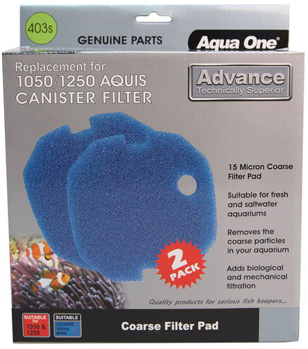 Aqua One Aquis Advance 1050/1250 Sponge Pad - 15ppi Blue (2pk) 403s (25403s)