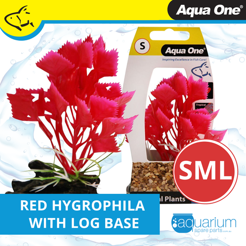 Aqua One Red Varigated Hygrophila W/Log Base Plastic Plant  - Small (28181)