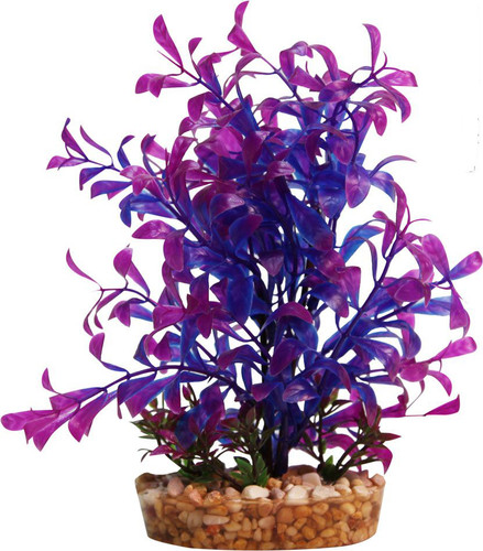 Aqua One Blue Hygrophila W/Gravel Base Plastic Plant - Med (28191)