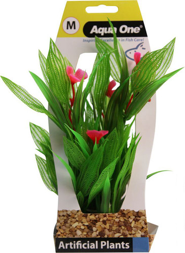 Aqua One Madagascar Lace W/Gravel Base Plastic Plant - Med (28194)