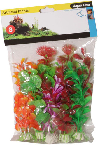 Aqua One Colour Value Plastic Plant Pack Mixed - Small - 6pk (24237)