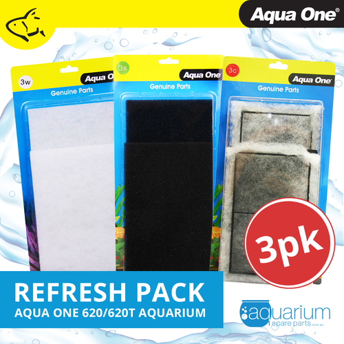 Aqua One AquaStyle 620/620T Refresh Pack inc 3s, 3w & 3c (3pk)