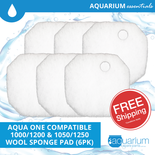 Aqua One 1000/1200 & 1050/1250 Compatible Wool Sponge Pad (6pk)