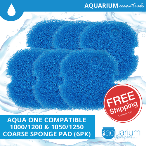 Aqua One 1000/1200 & 1050/1250 Compatible Coarse Sponge Pad (6pk)