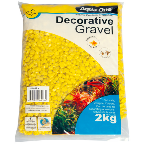 Aqua One Decorative Gravel Fluro Yellow 7mm 2kg (10283FY)