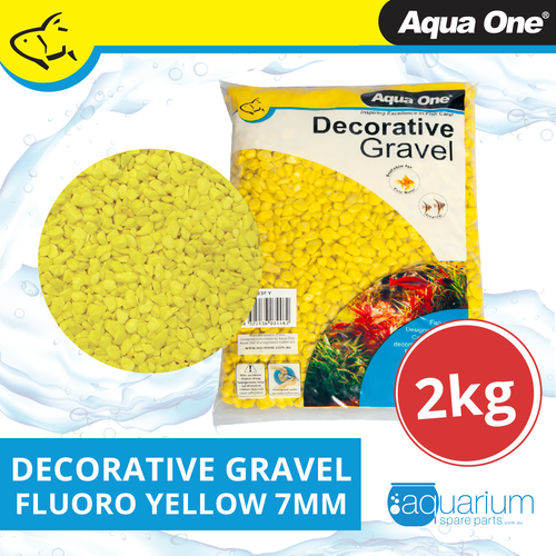 Aqua One Decorative Gravel Fluro Yellow 7mm 2kg (10283FY)