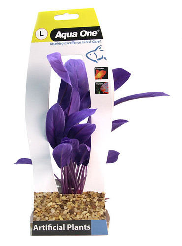 Aqua One Silk Plant Purple Echinodorus W/Gravel Base - Large (29078)