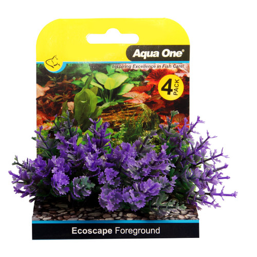 Aqua One Ecoscape Foreground Catspaw Purple Plastic Plant - 4pk (28358)