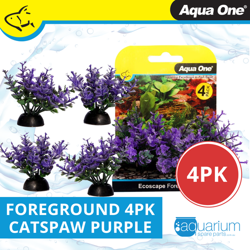 Aqua One Ecoscape Foreground Catspaw Purple Plastic Plant - 4pk (28358)