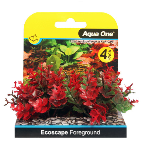 Aqua One Ecoscape Foreground Catspaw Red Plastic Plant - 4pk (28364)