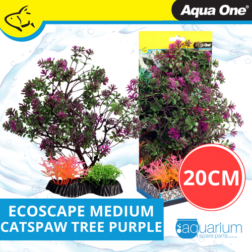 Aqua One Ecoscape Catspaw Tree Purple Plastic Plant 20cm - Med (28387)