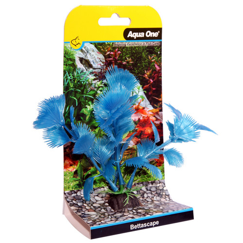 Aqua One Bettascape Blue Fan Palm Plastic Plant - 14cm (28357)