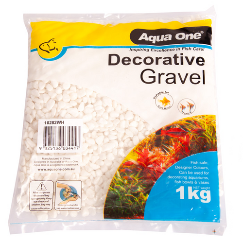 Aqua One Decorative Gravel White 7mm 1kg (10282WH)