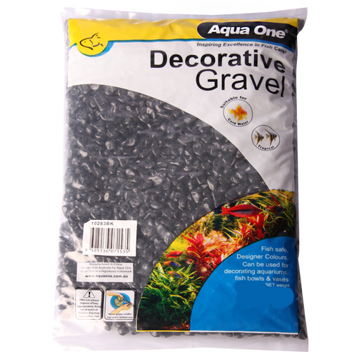 Aqua One Decorative Gravel Black 7mm 1kg (10282BK)