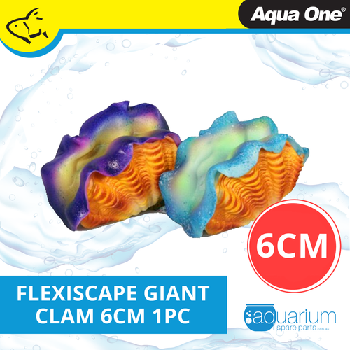 Aqua One Flexiscape Giant Clam Assorted Colours 6cm 1pk (29432)