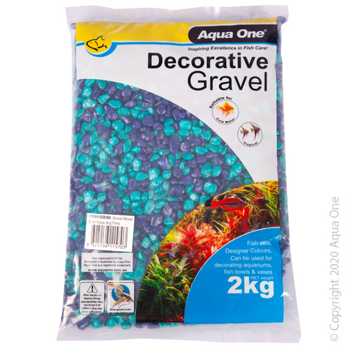 Aqua One Decorative Gravel Mixed Blue Aqua 7mm 2kg (10283BA)