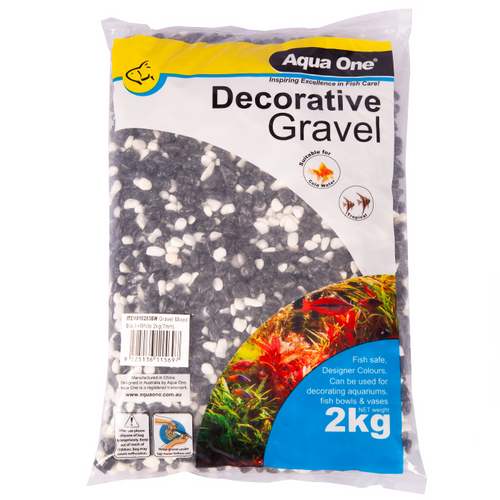 Aqua One Decorative Gravel Mixed White Black 7mm 2kg (10283BW)