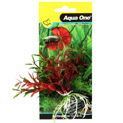 Aqua One Bettascape Pilea On Sphere Red And Green Plastic Plant (28165)